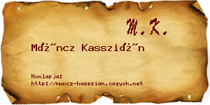 Müncz Kasszián névjegykártya